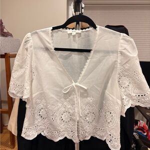 Mine White Eyelet Lace Blouse
